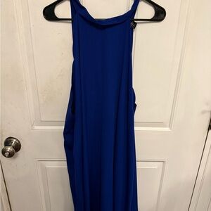 Plus Size Elegant Blue Sleeveless Dress